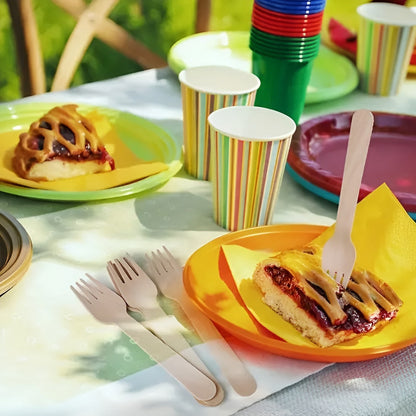 Pack X12 Tenedores Bambú Tenedor Reutilizable Ecologico Marrón