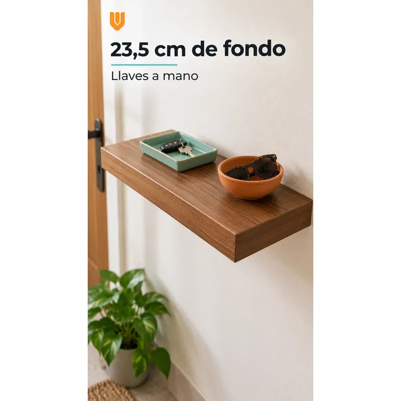 Repisa Flotante Mdf Marrón 40x23cm Soporte Oculto Marron Rectangular Marrón Vetado Mdf Flotante Mural Superficie Plana Soporte Oculto Libros Marcos Decoración Interior 40x23
