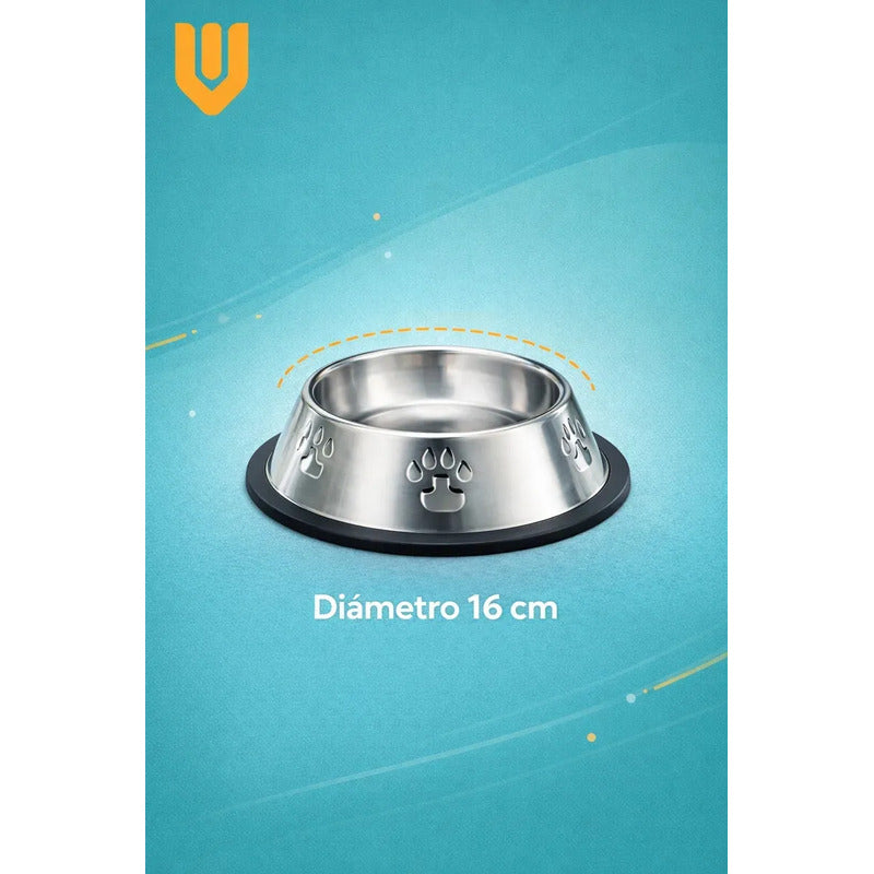 Pack 2 Bowls Metalico Nutricion Mascota Cocina Hogar Durable Metal Plateado Brillo Cocina Hogar Mascotas Decoracion Moderna Estilo Premium