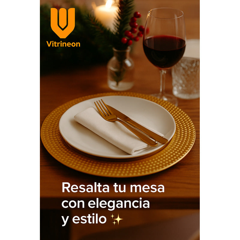 6 Platos Dorados Navideño Vajilla Dorada Vajilla Navidad 33c