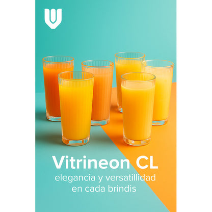 Set 6 Vasos Vidrio Calidad Tallado Diseño Moderno 250ml Agua Transparente