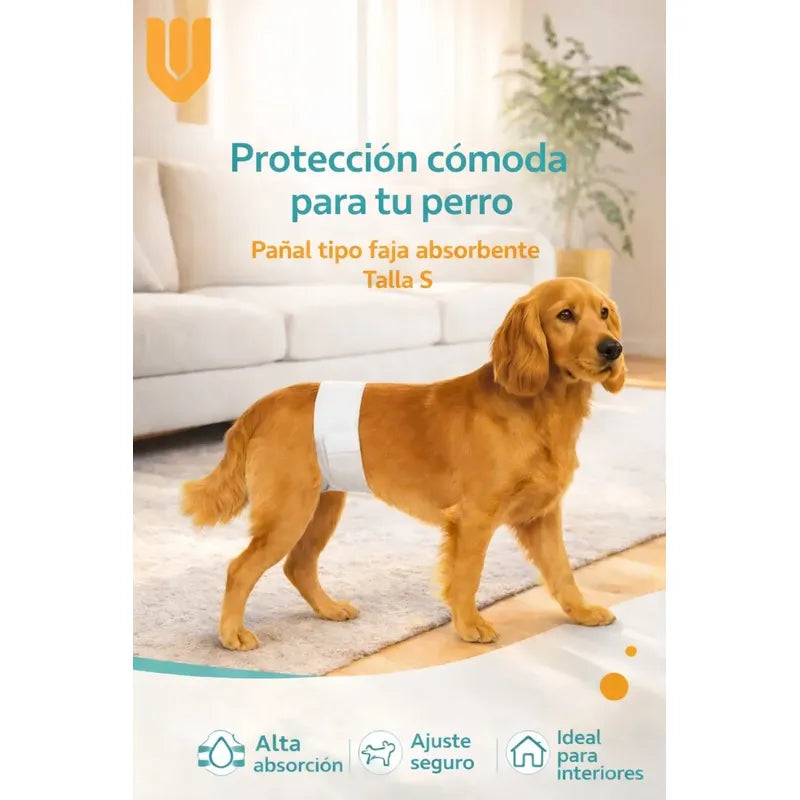 120 Pañales Perros Desechable Mascota Higienica Gato Talla S Blanco Macho S 42x17 Cm