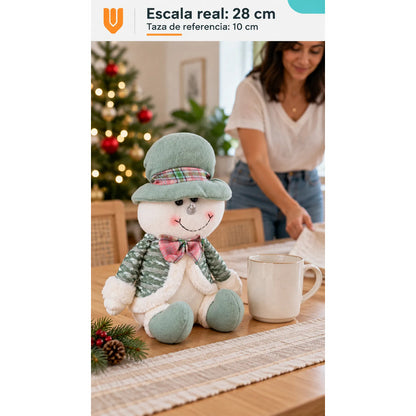 Muñeco Navideño 28cm Decorativo Adornar Figuras Navidad Blanco Muñeco Adorno Navideño Muñeco Papá Noel Viejito Pascuero Santa Claus Gorro Barba Blanca Figura Verdes Cascabel 28cm-nieve
