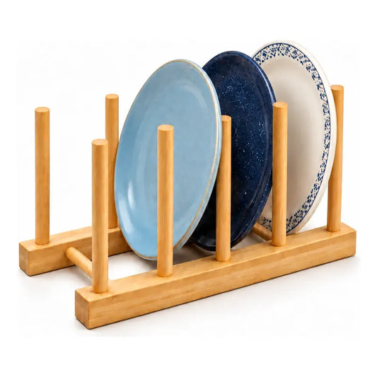 Escurridor Platos 21cm Secador Secaplatos Organizador Bambu Bambu Organizador Platos Madera Natural Portaplatos Separadores Verticales Estructura Abierta Cocina 21cm