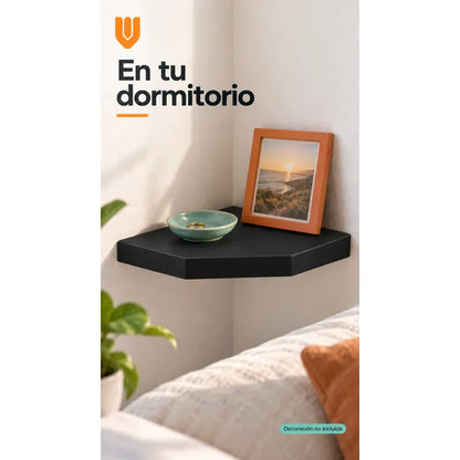 2 Repisas Esquineras Flotantes Negro Mdf 30x30cm Hogar Sala Negro Repisa Esquinera Flotante Estante Mdf Marrón Decoración Rincón Pared Hogar Plantas Adornos Fotografías Living