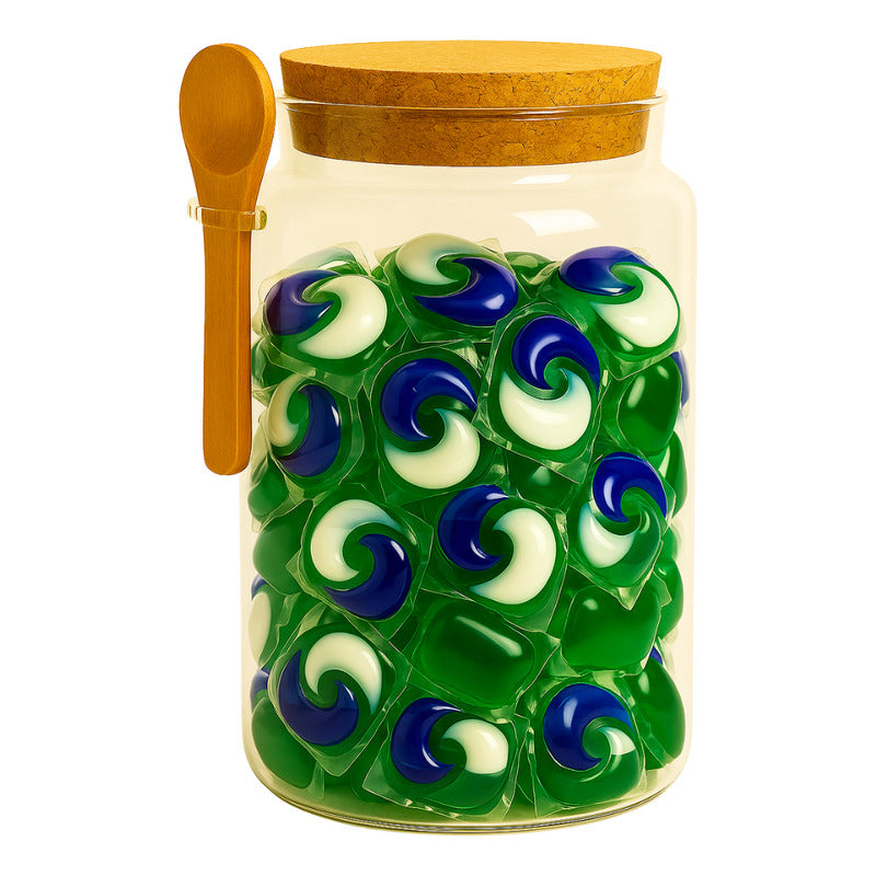 Contenedor Hermetico Para Jabon Detergente Frasco Vidrio Transparente