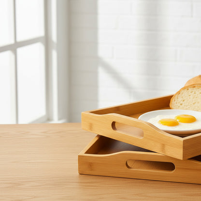 3 Bandejas Para Desayuno Bandeja De Bambu Para Servir Bambu