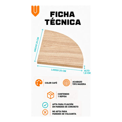 Repisas Flotante Beige Acabado Madera Pared 25cm Esquinera Repisa Esquinera Flotante Acabado Madera Cuarto Círculo Borde Curvo Fijación Oculta Mural Decorativa 25cm