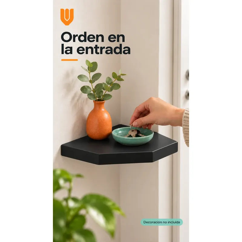 Repisa Esquinera Flotante Mdf Negro 30x30 Cm Vitrineon Cl Negro Repisa Esquinera Flotante Estante Mdf Marrón Decoración Rincón Pared Hogar Plantas Adornos Fotografías Living 30x30