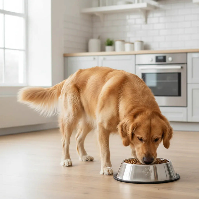 X4 Comedero Perros Platos Gatos Mascotas 26cm Comida  Agua Plateado