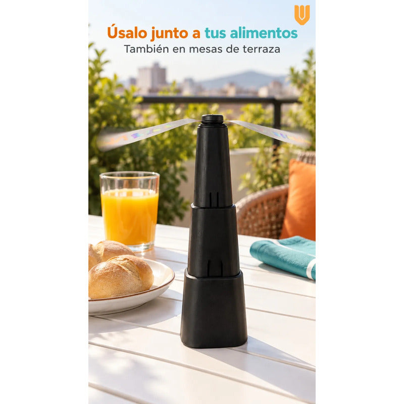 Ventilador Espanta Moscas Mosquitos Portatil Silencioso Negro Espantamoscas Portátil Mesa Ahuyentador Moscas Aspas Suaves Reflectantes Negro 2 Pilas Aa Cocina Comedor Terraza