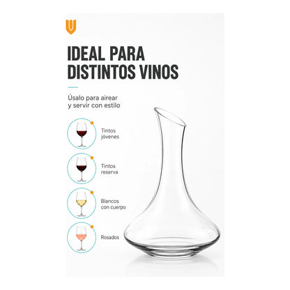 X2 Aireador Para Vinos Decantador De Vino Aireador 1500ml Transparente - Pequeño