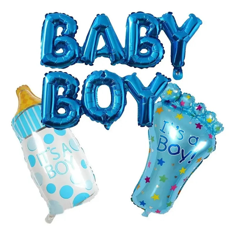 Globo Metalizado Decoracion Fiesta Baby Shower Globo Niño Azul Claro