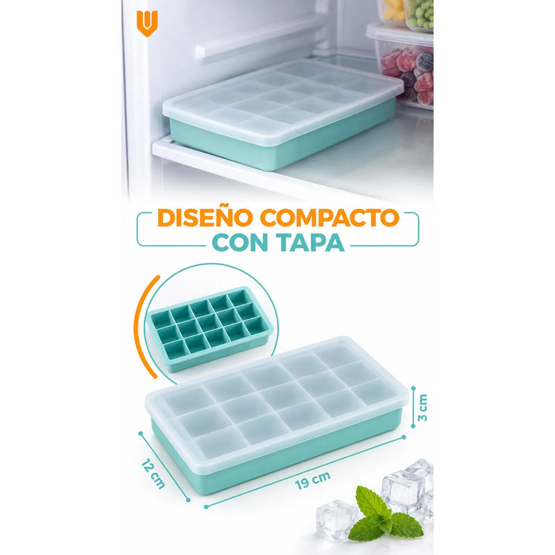 Hielera Tapa Cubeta Molde Hielo Silicona 15cubos Multicolor Cubetera Hielera Silicona Tapa Hielo Molde Reutilizable Lavable Congelador Bebidas Congelador Multicolor Cubetera Hielera Silicona...