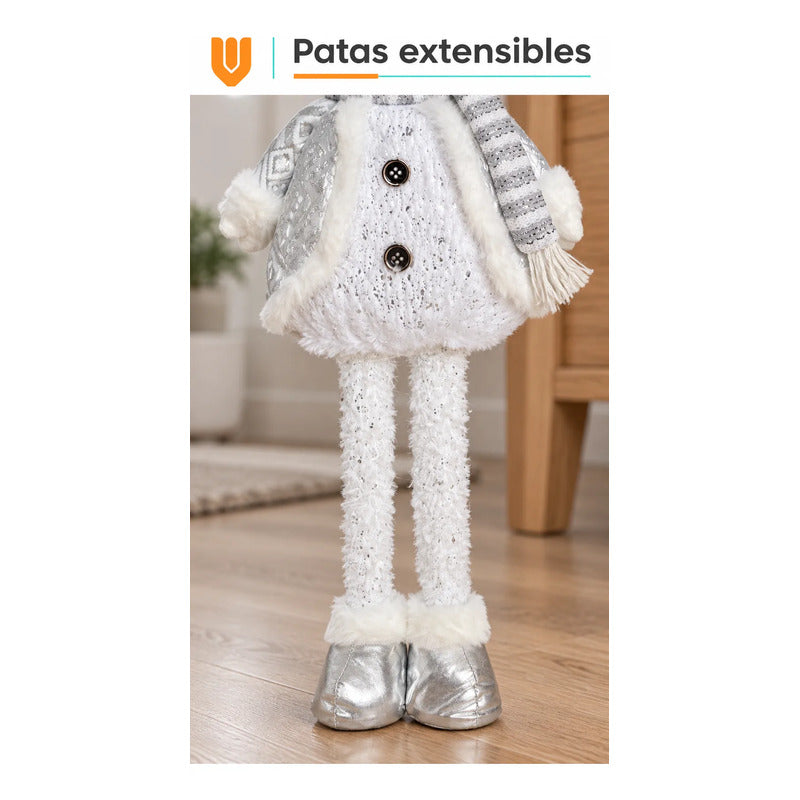 Muñeco Nieve Navideño 62cm Retraible Decorativo Figura Blanco Muñeco Adorno Navideño Muñeco Papá Noel Viejito Pascuero Santa Claus Gorro Barba Blanca Figura Verdes Cascabel 62cm Retraible