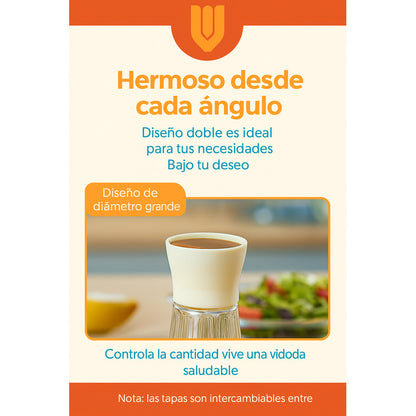 Set Frascos Vidrio Aceite Vinagre Sal Pimienta Cocina