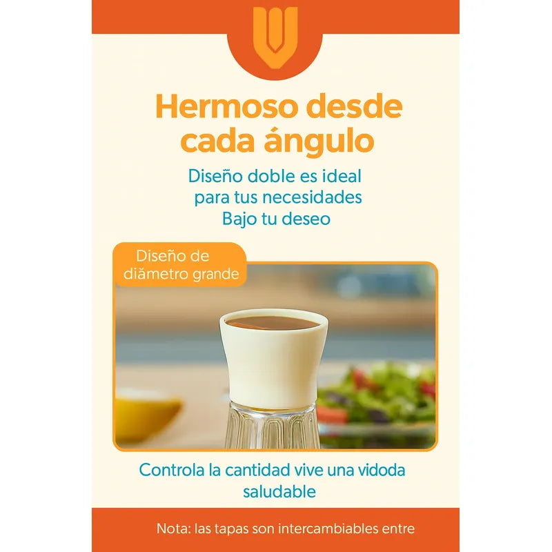 Set Frascos Vidrio Aceite Vinagre Sal Pimienta Cocina Especi Especiero