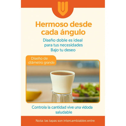 Set Frascos Vidrio Aceite Vinagre Sal Pimienta Cocina Especi Especiero