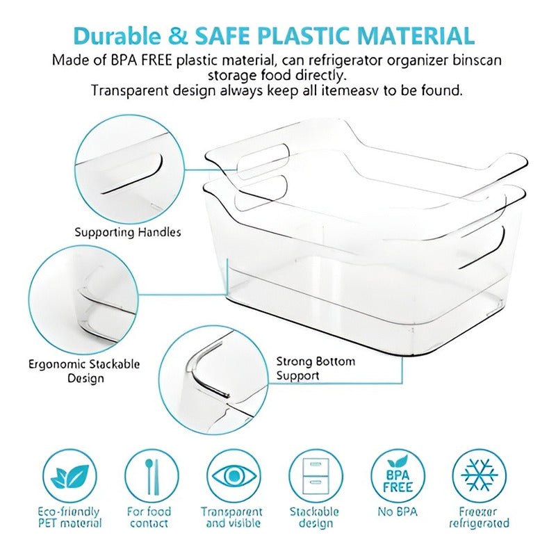 X2 Organizador De Refrigerador Organizador Cocina Multiuso Transparente 864