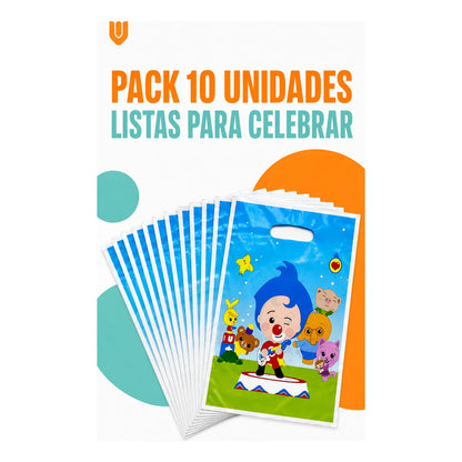 10 Bolsas Para Piñata Plim Plim Bolsas Para Dulces Piñata Celeste Plim Plim