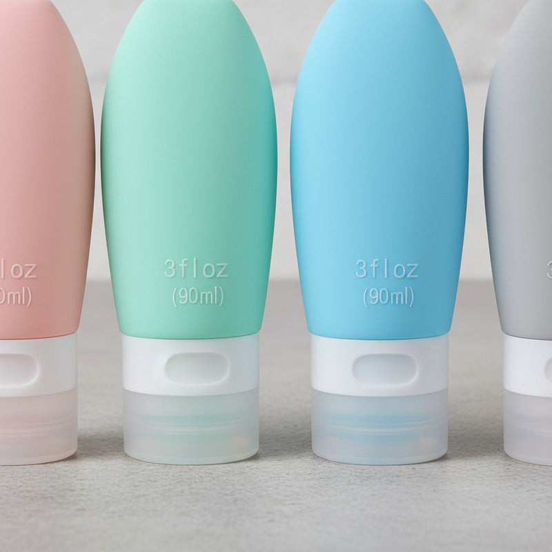 Pack 4 Botellas De Viaje De Silicona Dispensador Viaje 90ml