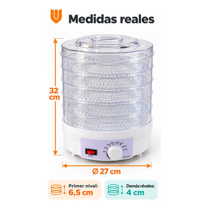 Deshidratador De Alimentos Y Frutas Eléctrico 5 Bandejas Blanco