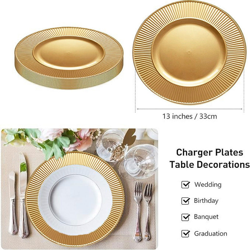 6 Platos Dorados Navideño Vajilla Dorada Vajilla Navidad 33c