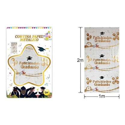 Cortina Metalizada Guirnalda Decoración Graduacion Decoracio