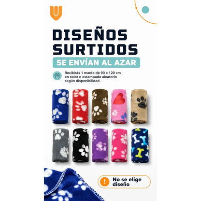 Frazada Manta Polar Mascotas Perros 90x120 Cm Lavable Hogar Multicolor Hembra Polar Tonos Surtidos Animalitos Huellas Mascota Perros Manta Frazada Suave Lavable Sofa Cama Auto Viaje