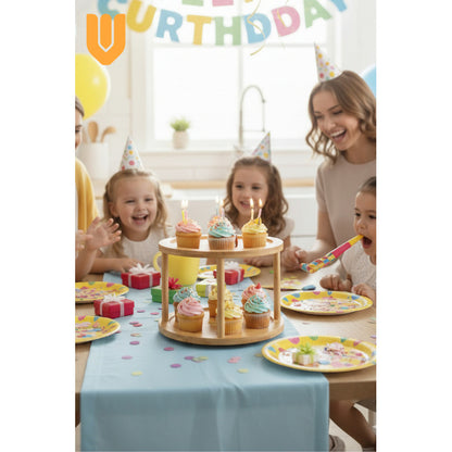 Porta Cupcake Giratorio Bambu Estante Organizador Dulces