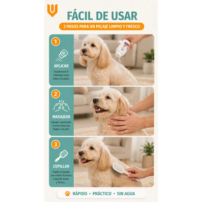 Shampoo Seco Perro Desenredante Anticaida Pelo Polvo Higiene Shampoo Seco Perro Polvo 200 G Baño Seco Desodorizante Desenredante Anticaída Pelo Higiene Limpieza Rápida Pelaje Suave - 200g