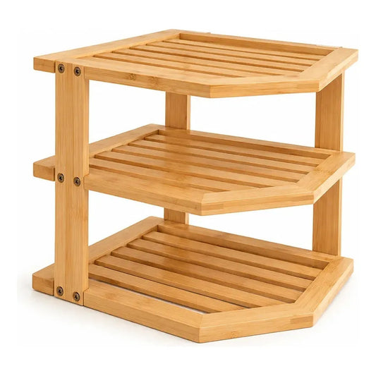 Almacenador 3 Niveñes Cocina Baño Espacios Reducidos Hogar Marron Claro Bambu Natural Nordico Minimalista Elegante Moderno Cocina Baño Hogar Compacto Premium