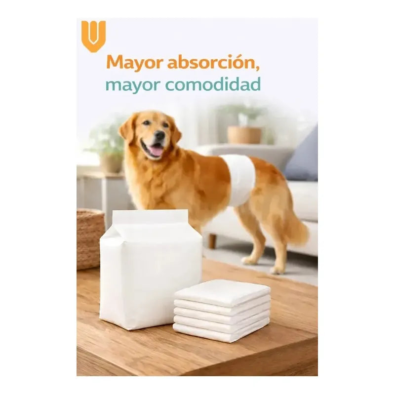 12 Pañales Perros Macho Gatos Desechables Incontinencia M Blanco
