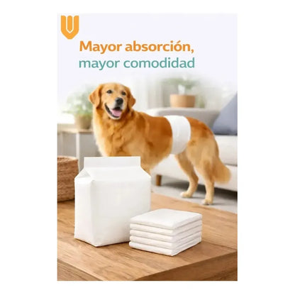 12 Pañales Perros Macho Gatos Desechables Incontinencia M Blanco