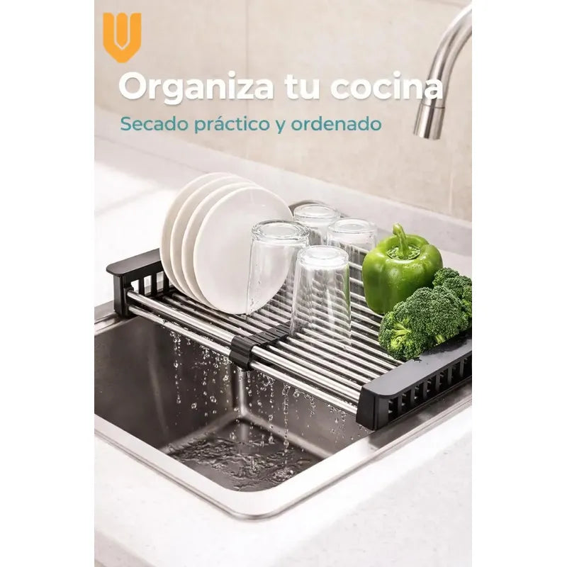 2 Escurridores Ajustables Lavaplatos Cocina Ahorra Espacio Negro