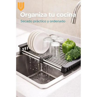 2 Escurridores Ajustables Lavaplatos Cocina Ahorra Espacio Negro