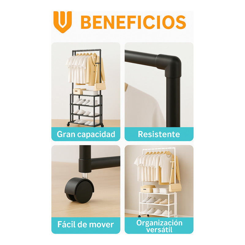 Perchero Organizador Colgante Perchero Doble Barra 5 Niveles