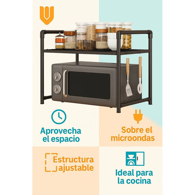 Estante Organizador Para Microonda Soporte Repisa Con Gancho