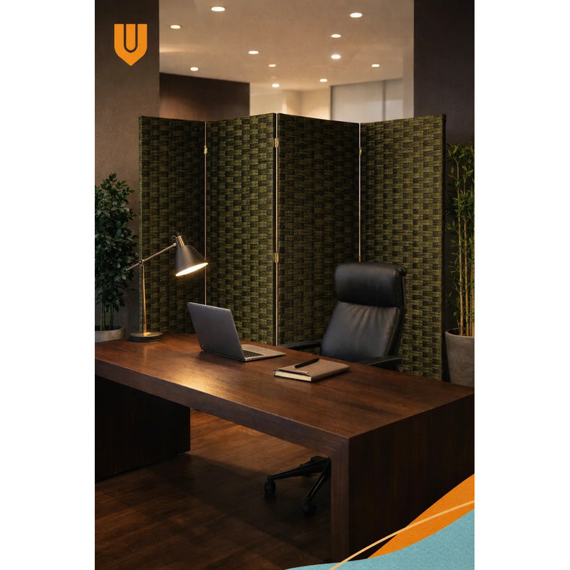 Biombo Tela Moderno Ambientes Separador 180 Cm 4 Puertas Verde Profundo Moderno Decoracion Interior Hogar Oficina Panel Separador Ambientes Elegante Estilo Geometrico Decorativo Divisor Ambientes...