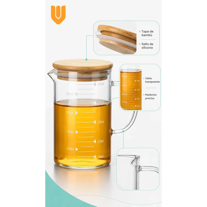 Taza Medidora Vidrio 350ml Transparente Vidrio Repostería Transparente