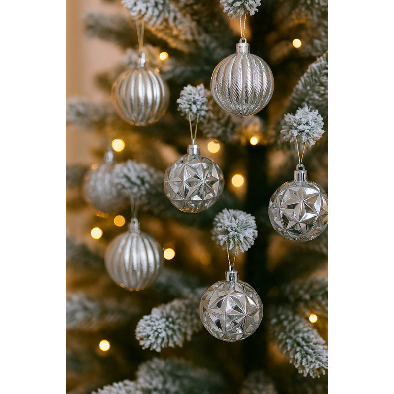 Set 8 Esferas Plástico 12 5 Cm Colgantes Árbol Navidad Dorad