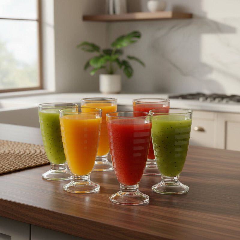 Set 6 Copas Vidrio Resistente 380 Ml Postres Helado Batidos