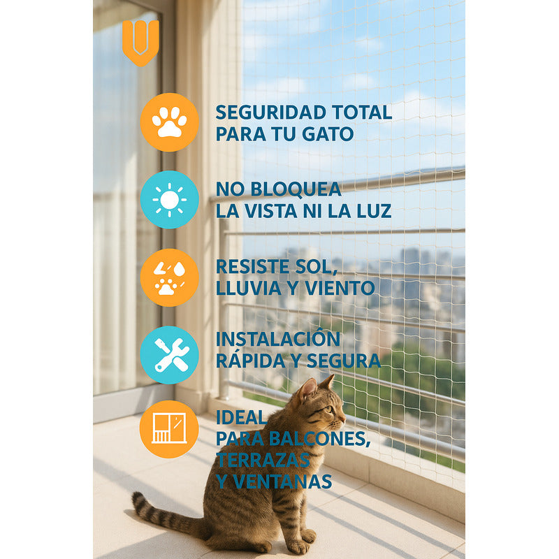 Malla Resistente Balcón Mascotas Nailon Transparente 4x3 Mts