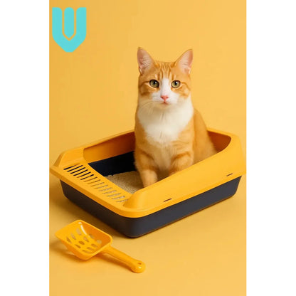 Arena Mascotas Comodo Amplio Diseño Practico Evitar Suciedad Amarillo/azul