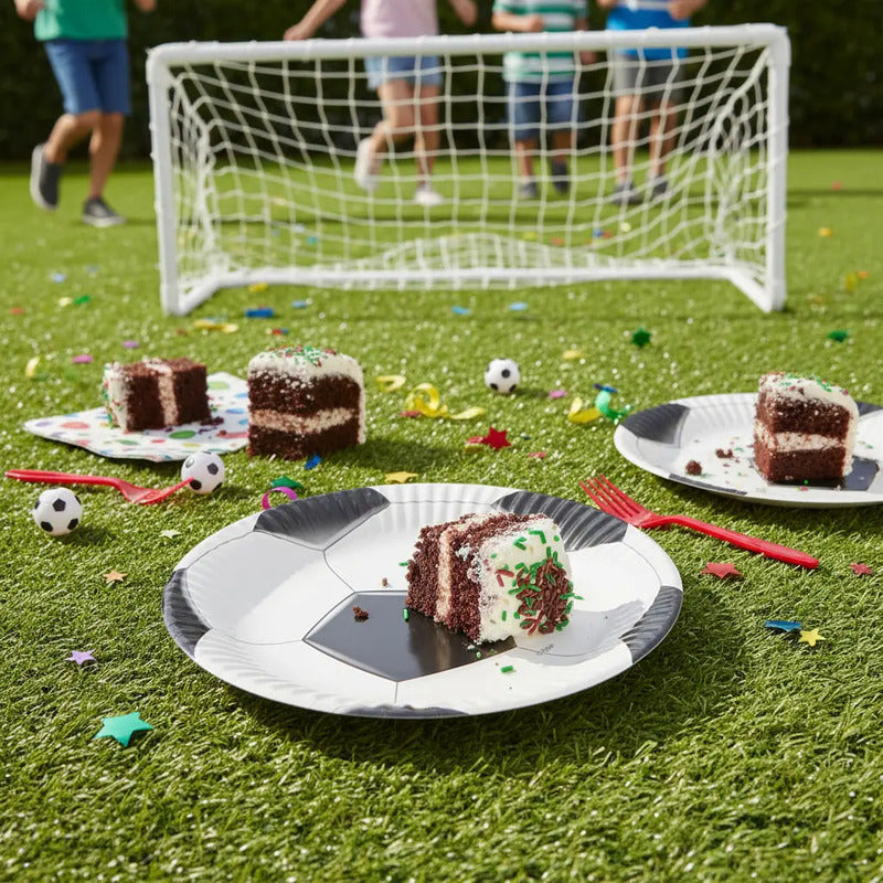 X30 Platos Cumpleaños Futbol Platos Desechable Decoracion Blanco