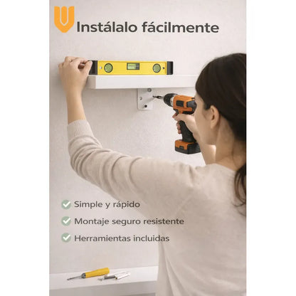 Repisa Flotante Estantes Pared Dormitorio Baño Mdf 50x15 Cm Blanco
