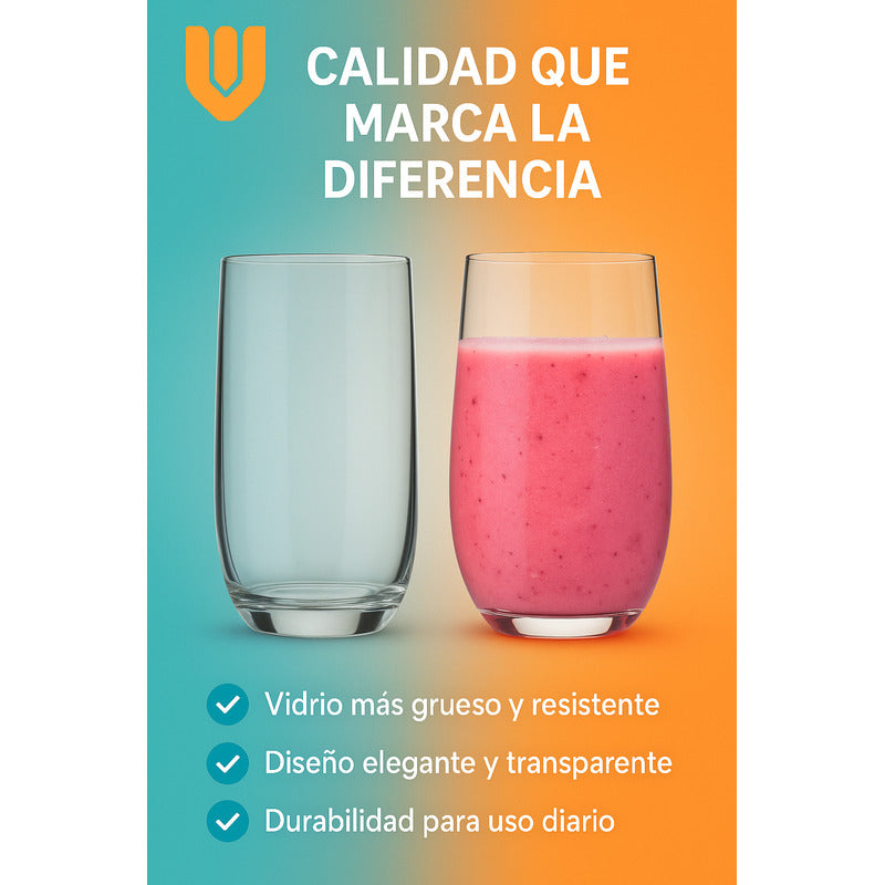 6 Vasos Vidrio Resistente Vasos Jugo Malteadas Bebida 520 Ml Transparente