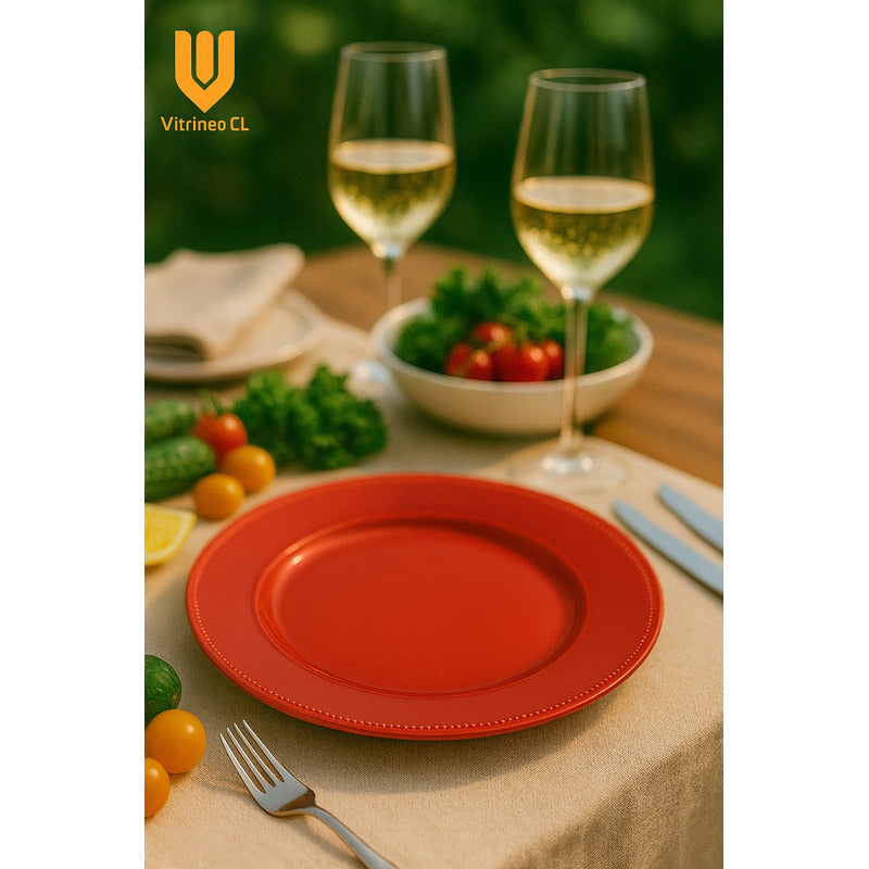 Plato Base Rojo Vajilla Navidad Juego De Platos Rojos 33cm