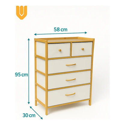 Organizador Comoda Bambu Cajonera 4 Niveles Organización Hog Bambu/cajones Blancos