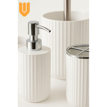 Set 5 Piezas Accesorios Decorativo Baños Juegos Baño Blanco Blanco